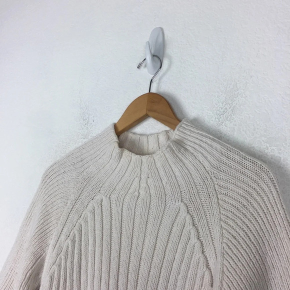 Free People Begin Again Mock Neck Cream Knit Jumper Sweater Small - Picture 7 of 14